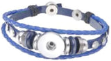 Light Blue With Blue Beads DIY Leather Bracelet Multiple Colors for 18MM - 20MM Snap Jewelry Build Your Own Unique