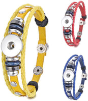 Red With Blue Beads DIY Leather Bracelet Multiple Colors for 18MM - 20MM Snap Jewelry Build Your Own Unique
