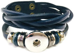 Navy Blue Cuff DIY Leather Bracelet Multiple Colors Available for 18MM - 20MM Snap Jewelry Build Your Own Unique