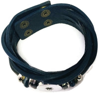 Navy Blue Cuff DIY Leather Bracelet Multiple Colors Available for 18MM - 20MM Snap Jewelry Build Your Own Unique