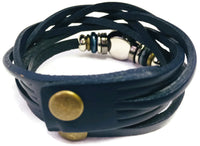 Navy Blue Cuff DIY Leather Bracelet Multiple Colors Available for 18MM - 20MM Snap Jewelry Build Your Own Unique