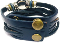 Navy Blue Cuff DIY Leather Bracelet Multiple Colors Available for 18MM - 20MM Snap Jewelry Build Your Own Unique