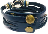 Navy Blue Cuff DIY Leather Bracelet Multiple Colors Available for 18MM - 20MM Snap Jewelry Build Your Own Unique