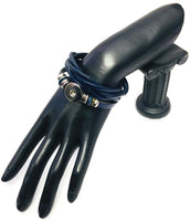 Navy Blue Cuff DIY Leather Bracelet Multiple Colors Available for 18MM - 20MM Snap Jewelry Build Your Own Unique