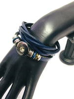 Navy Blue Cuff DIY Leather Bracelet Multiple Colors Available for 18MM - 20MM Snap Jewelry Build Your Own Unique