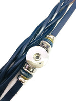 Navy Blue Cuff DIY Leather Bracelet Multiple Colors Available for 18MM - 20MM Snap Jewelry Build Your Own Unique