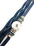 Navy Blue Cuff DIY Leather Bracelet Multiple Colors Available for 18MM - 20MM Snap Jewelry Build Your Own Unique