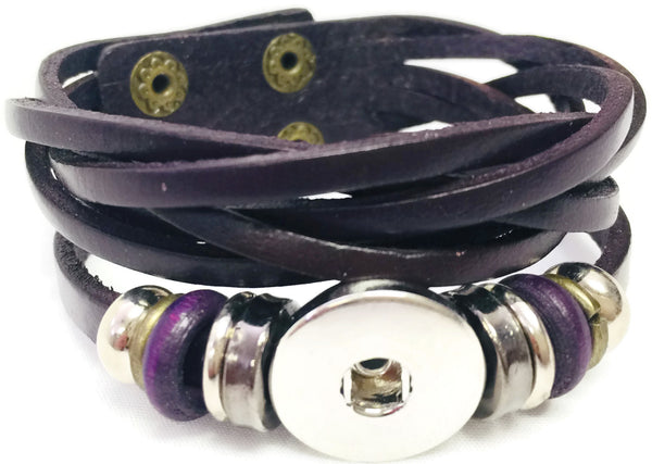 Deep Purple Plum Cuff DIY Leather Bracelet Multiple Colors Available for 18MM - 20MM Snap Jewelry Build Your Own Unique