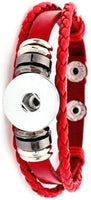 Red DIY Leather Bracelet Multiple Colors for 18MM - 20MM Snap Jewelry Build Your Own Unique