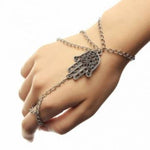 Hand Bracelet Slave Chain Fatima Hamsa Hand Silver Metal Beach Wedding Bride Hand Jewelry