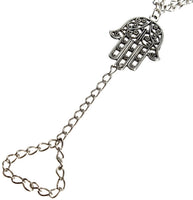 Hand Bracelet Slave Chain Fatima Hamsa Hand Silver Metal Beach Wedding Bride Hand Jewelry