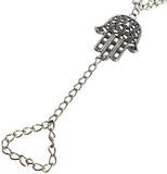 Hand Bracelet Slave Chain Fatima Hamsa Hand Silver Metal Beach Wedding Bride Hand Jewelry