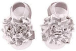 Shabby Chic Baby Toddler Barefoot Sandal Gray Chiffon Flower Elastic Foot Wear  2 Pc 1 Pair