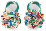 Shabby Chic Baby Toddler Barefoot Sandal Multi Color Chiffon Flower Elastic Foot Wear  2 Pc 1 Pair