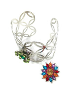 Amalia Fashion Snap Jewelry Metal Cuff Bangle Bracelet Set Plus 2 Charms Beautiful and Classy