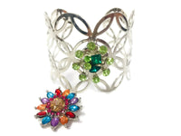 Amalia Fashion Snap Jewelry Metal Cuff Bangle Bracelet Set Plus 2 Charms Beautiful and Classy