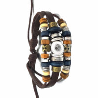 Bohemian Style Multi Layer Leather Bracelet W/ Beads Easy Adjustable Pull DIY Build Your Own 18MM - 20MM Snap Jewelry