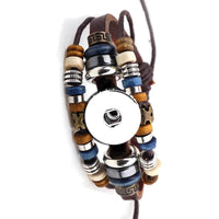 Bohemian Style Multi Layer Leather Bracelet W/ Beads Easy Adjustable Pull DIY Build Your Own 18MM - 20MM Snap Jewelry