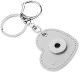 White Leather Heart Shape Life Is Magical Key Chain With O Ring and Clip For 18MM - 20MM Snap Jewelry